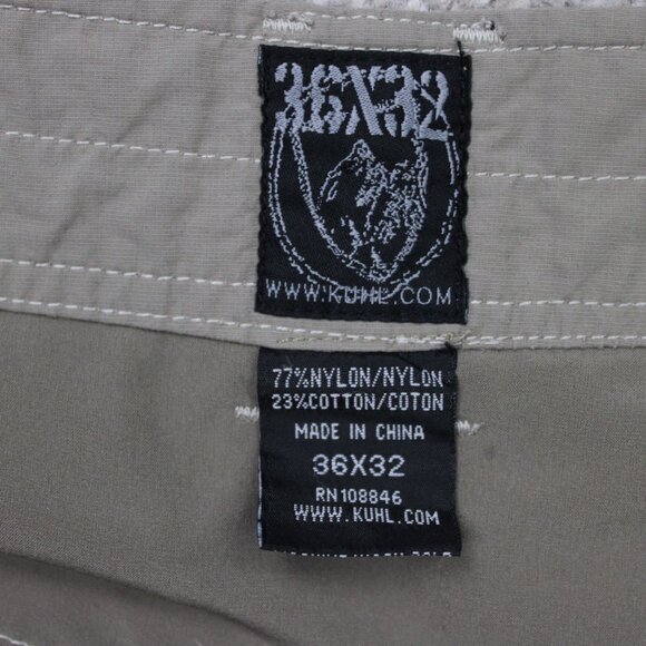 KUHL Liberator Convertible Pants Mens 36x32 Beige Zip Off Stealth Hiking Cargo - Picture 12 of 14